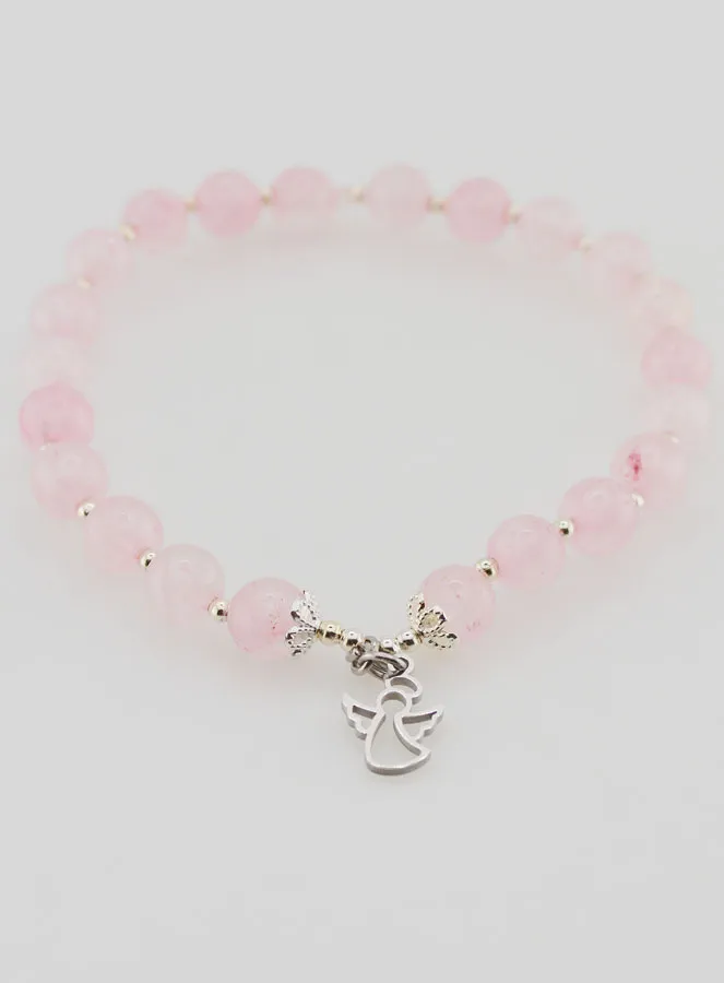 Armband aus Rosenquarz 6mm und Schutzengel (pic 2)
