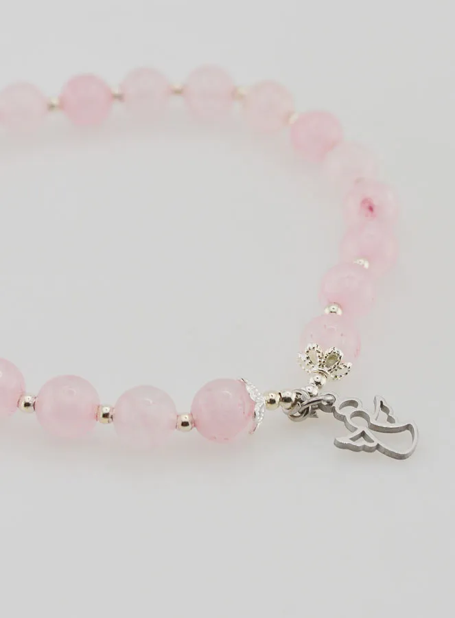 Armband aus Rosenquarz 6mm und Schutzengel (pic 3)