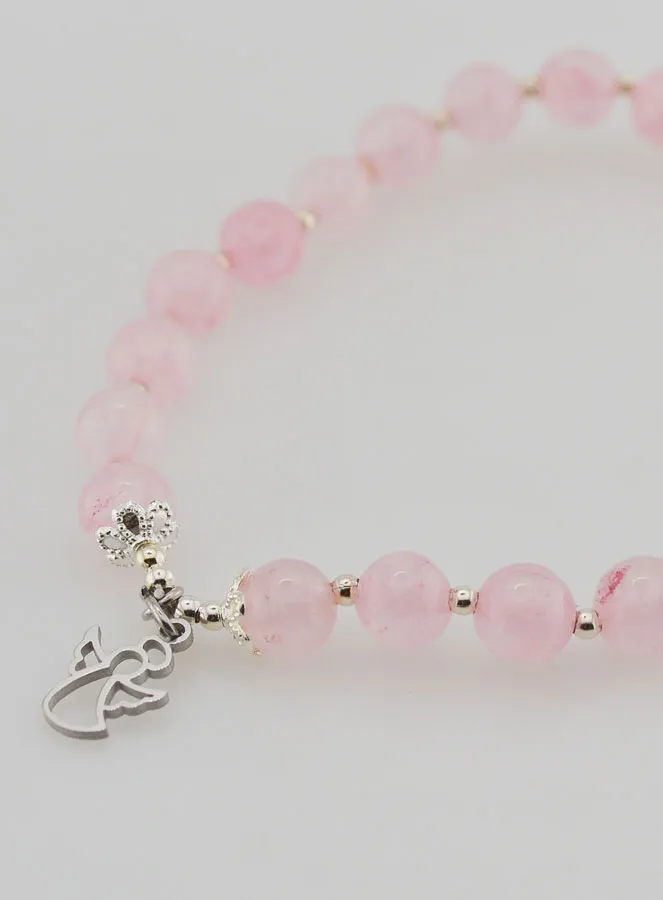 Armband aus Rosenquarz 6mm und Schutzengel (pic 4)