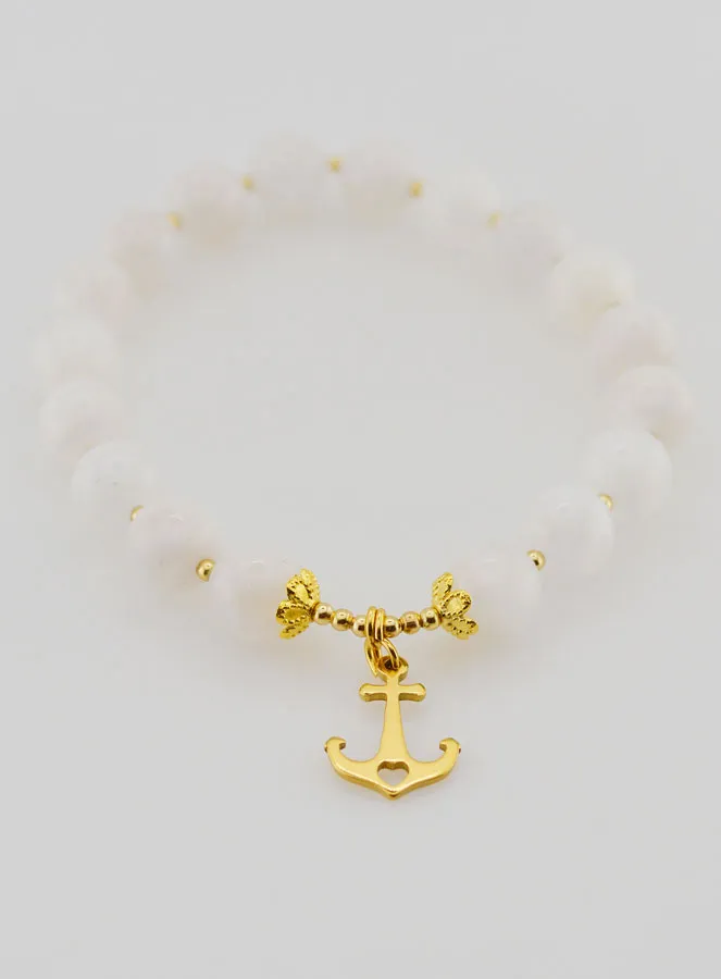Armband aus Mondstein 8mm und Anhänger Anker (pic 2)