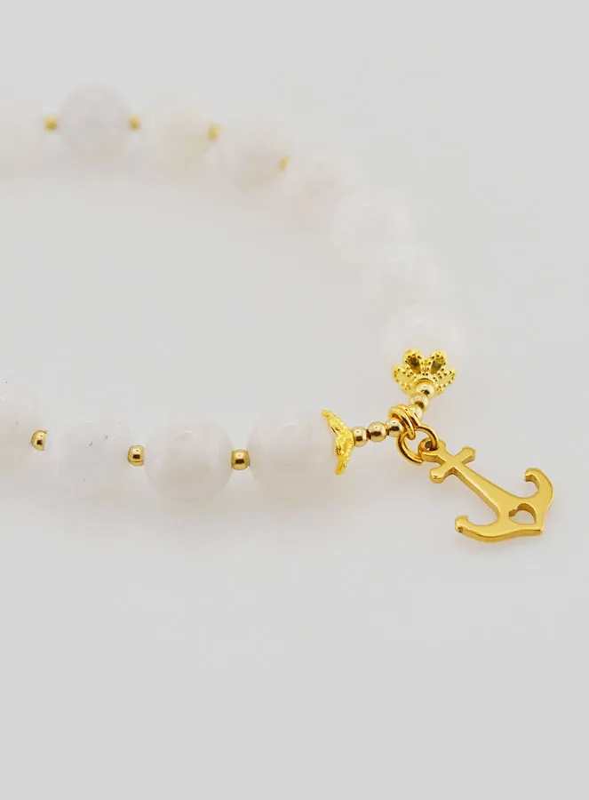 Armband aus Mondstein 8mm und Anhänger Anker (pic 3)