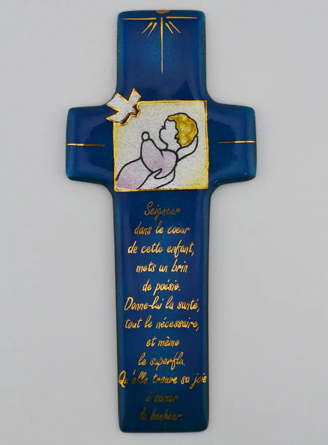 Taufkreuz für Mädchen und Gebet in Emaille von Libanon (pic 1)