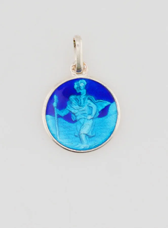 Christophorus Medaille aus Silber und Emaille - 13 mm (pic 1)