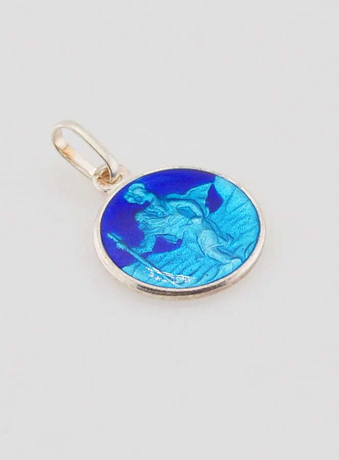 Christophorus Medaille aus Silber und Emaille - 13 mm (pic 3)