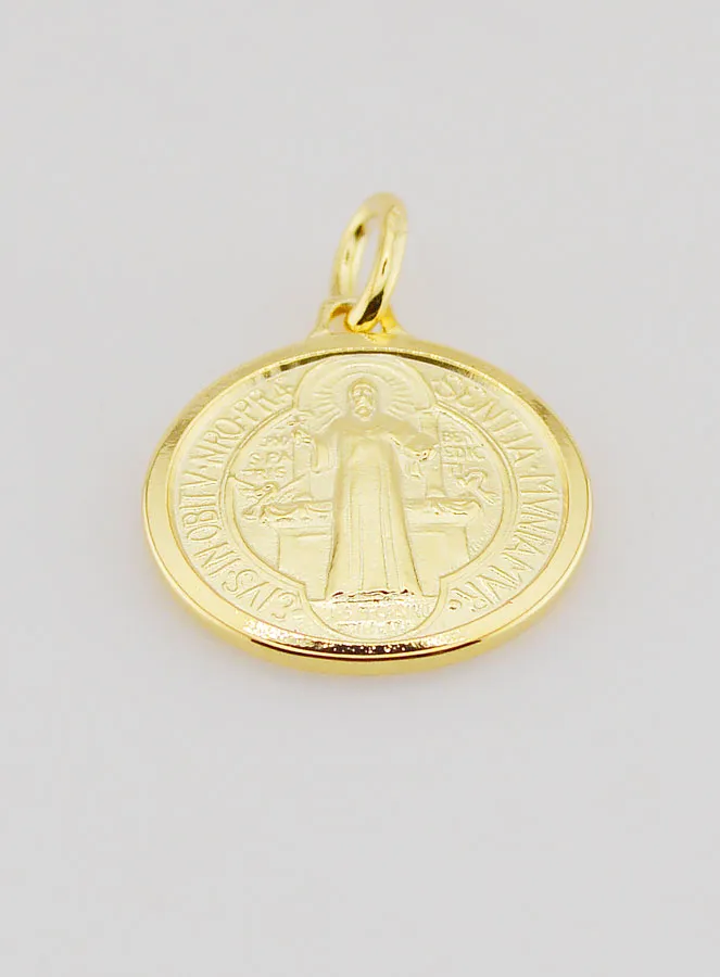 Vergoldete Medaille Sankt Benedikt mit Rand - 18mm (pic 2)