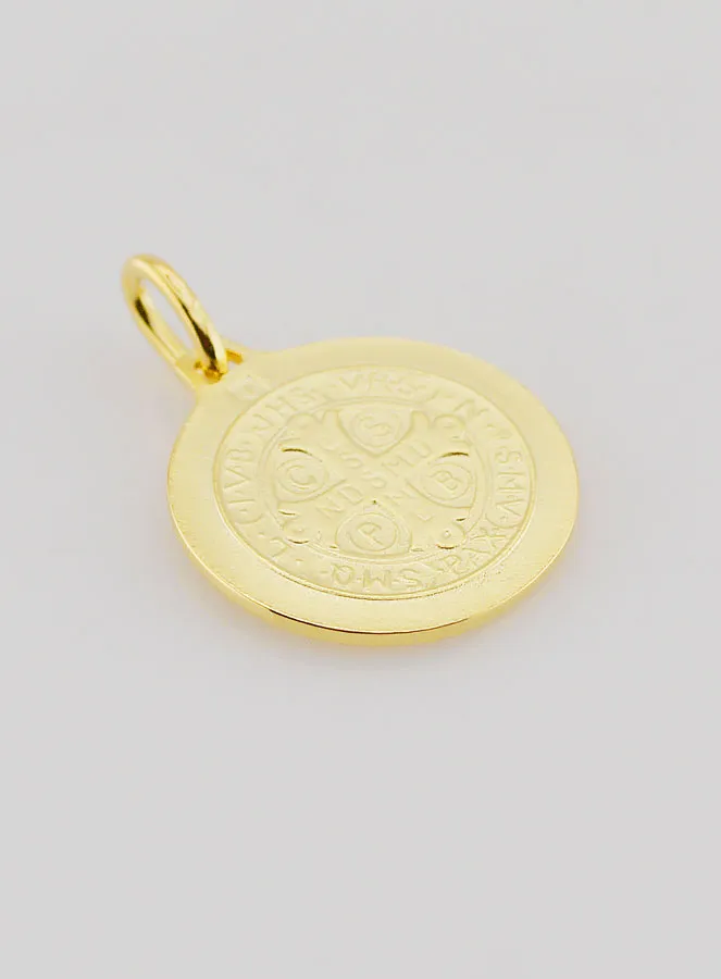 Vergoldete Medaille Sankt Benedikt mit Rand - 18mm (pic 4)