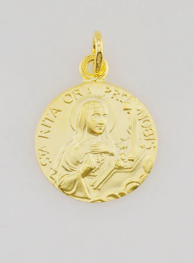 Vergoldete Medaille Heilige Rita - 18mm (pic 1)
