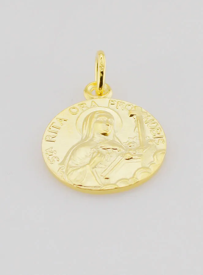 Vergoldete Medaille Heilige Rita - 18mm (pic 2)