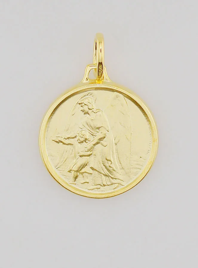 Vergoldete Medaille Schutzengel und Kind - 18mm (pic 1)