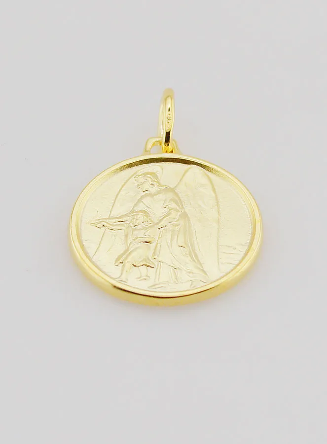 Vergoldete Medaille Schutzengel und Kind - 18mm (pic 2)