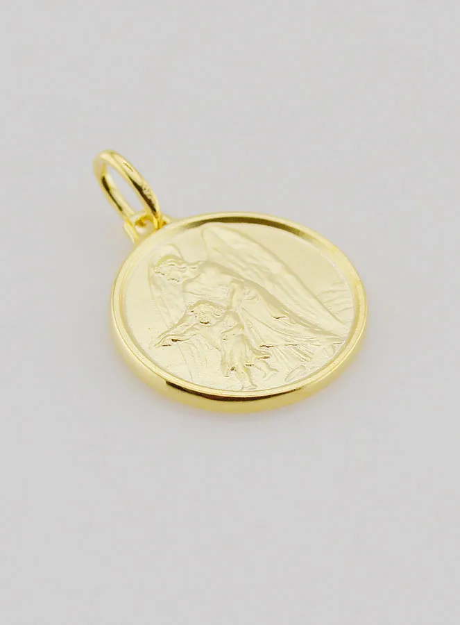 Vergoldete Medaille Schutzengel und Kind - 18mm (pic 3)