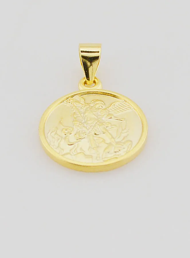 Vergoldete Medaille mit Rand - Erzengel Michael - 14mm (pic 2)