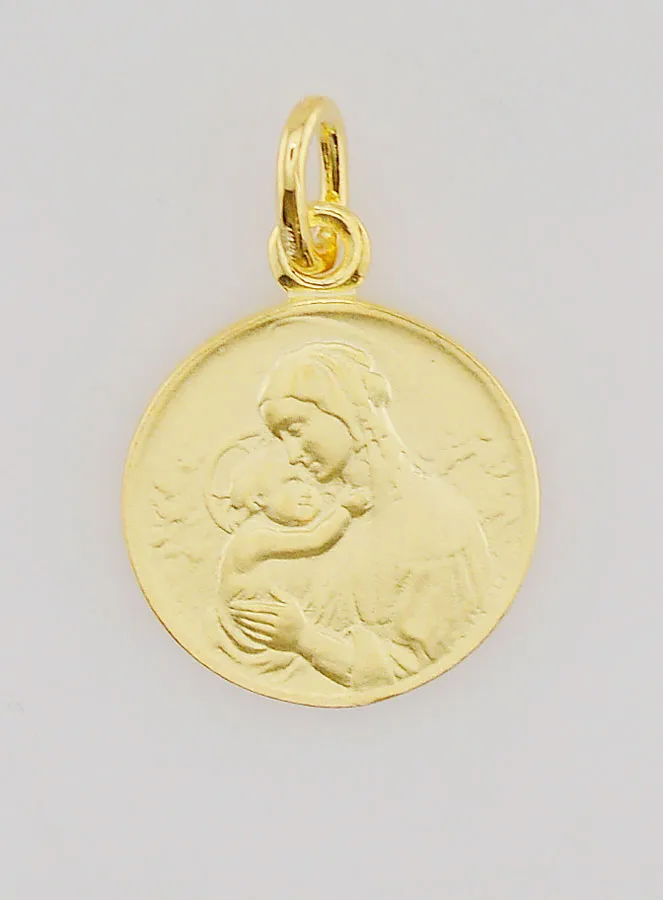 Vergoldete Medaille Madonna von Botticelli - 16mm (pic 1)
