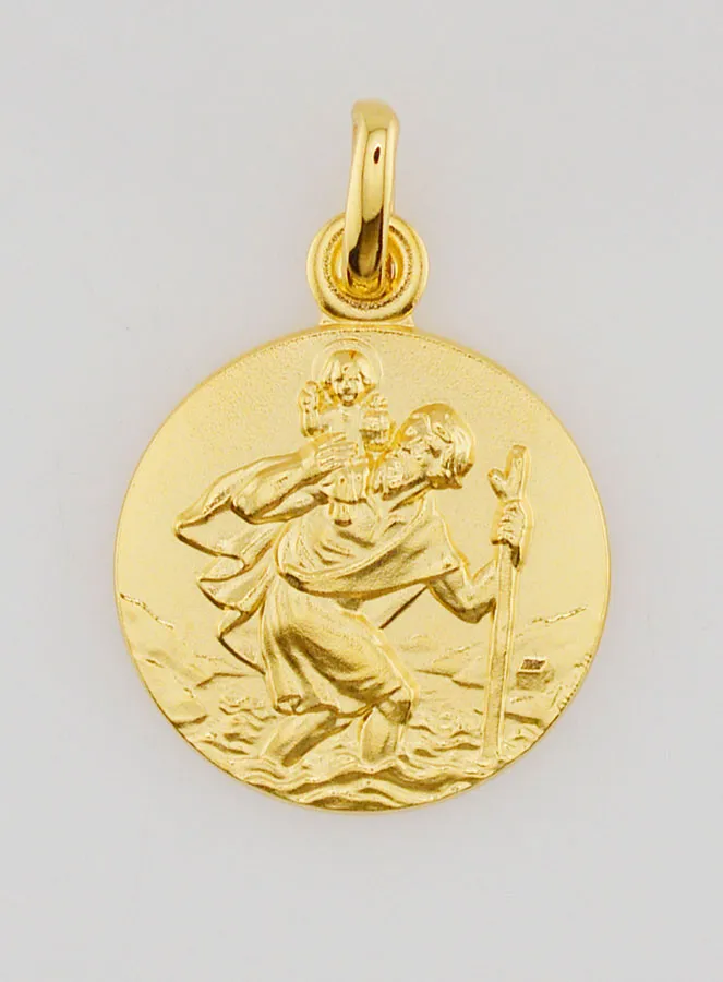 Vergoldeter Anhänger Heiliger Christophorus - 18 mm (pic 1)