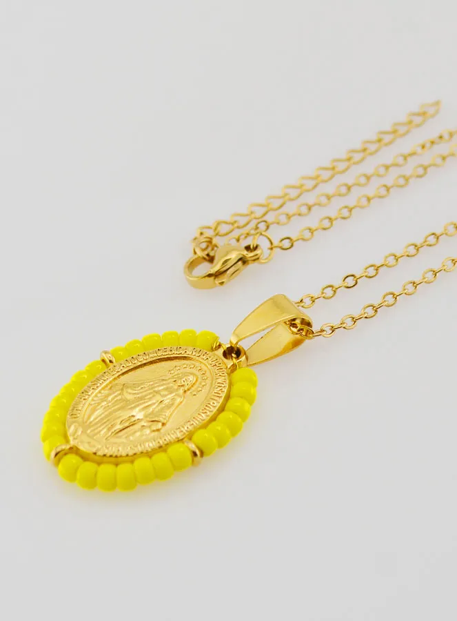 Wundertätige Medaille und Halskette - Gelbe Perlen (pic 1)