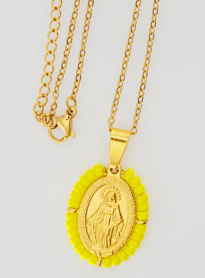 Wundertätige Medaille und Halskette - Gelbe Perlen (pic 4)