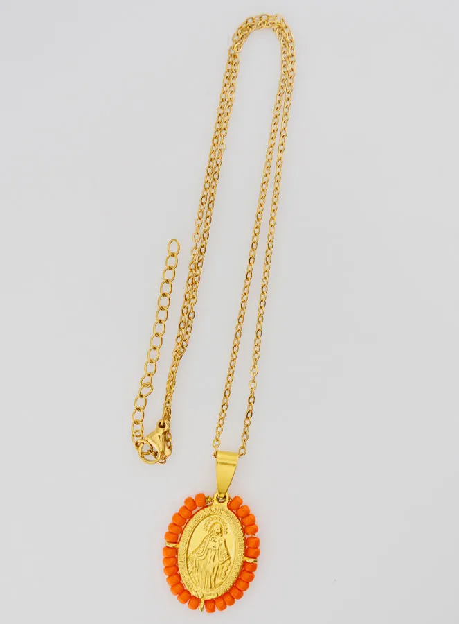 Wundertätige Medaille + Halskette - Orange Perlen (pic 2)