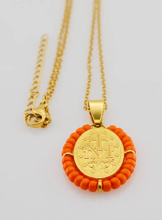 Wundertätige Medaille + Halskette - Orange Perlen (pic 3)