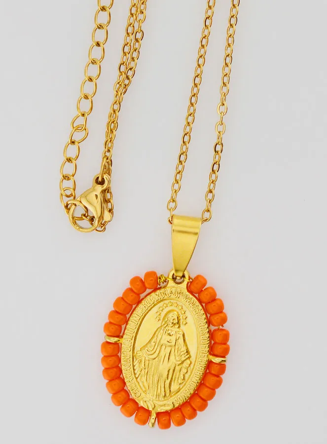 Wundertätige Medaille + Halskette - Orange Perlen (pic 4)