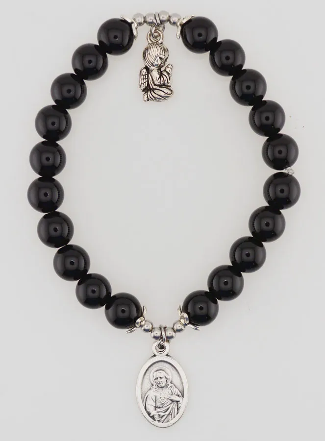 Armband aus Schwarzem Achat 8mm - Madonna vom Berg Karmel (pic 1)