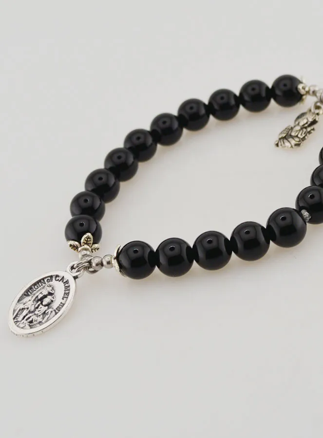 Armband aus Schwarzem Achat 8mm - Madonna vom Berg Karmel (pic 3)
