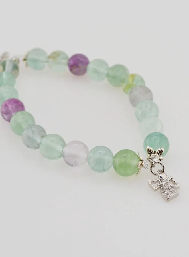 Armband aus Fluorit Steinen 8mm - Engel und Kreuz (pic 4)