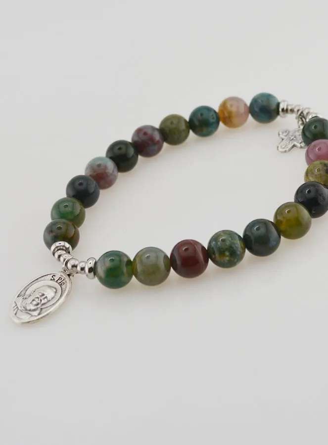 Religiöses Armband Indischer Achat 8mm - Pater Pio und Dreifaltigkeit (pic 3)