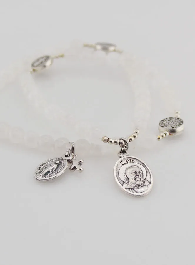 Mondstein Rosenkranz Armband – H. Benedikt und Pater Pio (pic 2)
