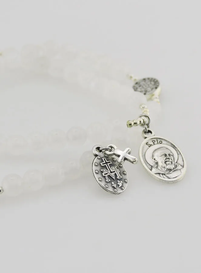 Mondstein Rosenkranz Armband – H. Benedikt und Pater Pio (pic 4)