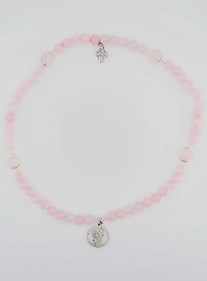 Rosenkranz Armband aus Rosenquarz - Jungfrau Maria und Heilige Dreifaltigkeit (pic 1)