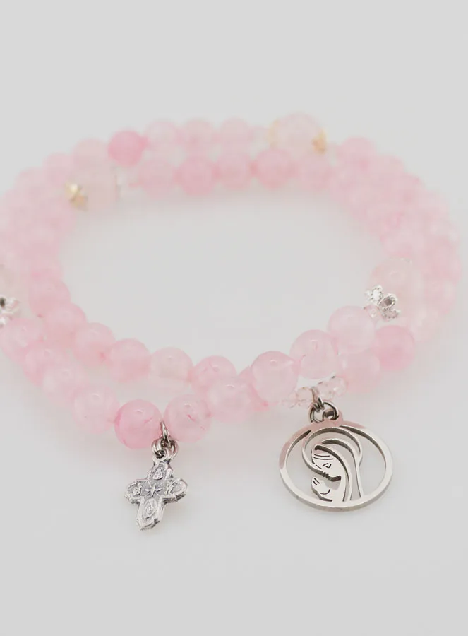 Rosenkranz Armband aus Rosenquarz - Jungfrau Maria und Heilige Dreifaltigkeit (pic 3)