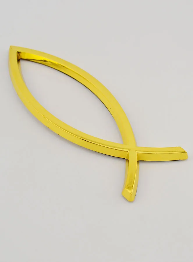 Auto Plekette Christlicher Fisch Ichthys Goldfarben - 14 cm (pic 2)