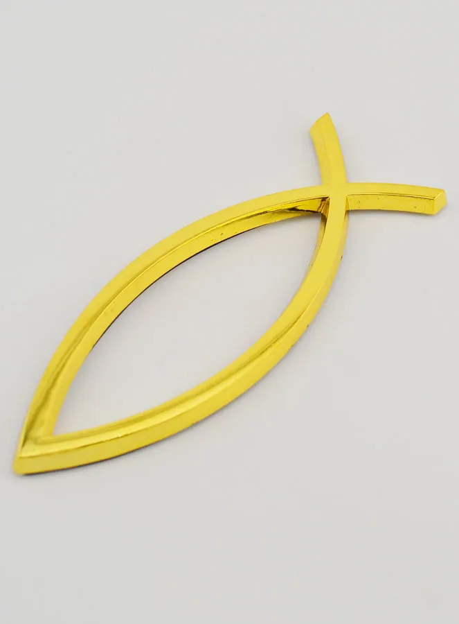 Auto Plekette Christlicher Fisch Ichthys Goldfarben - 14 cm (pic 3)