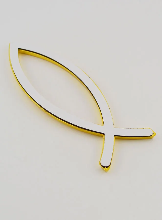 Auto Plekette Christlicher Fisch Ichthys Goldfarben - 14 cm (pic 4)