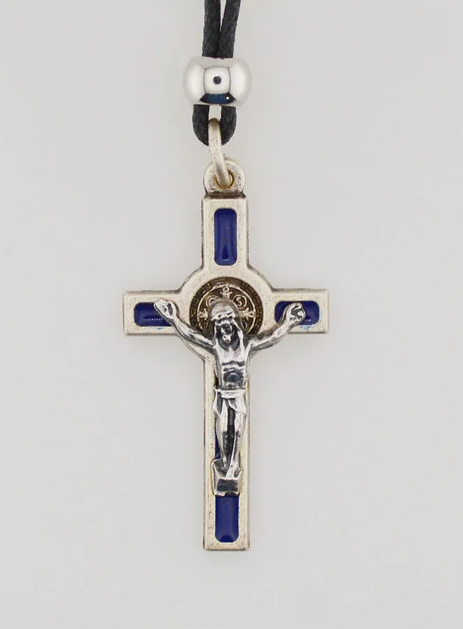 Religiöse Halskette Kreuz des Heiligen Benedikt - Blau (pic 1)