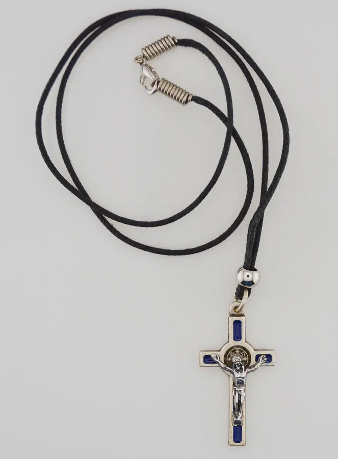 Religiöse Halskette Kreuz des Heiligen Benedikt - Blau (pic 2)