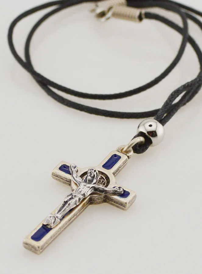 Religiöse Halskette Kreuz des Heiligen Benedikt - Blau (pic 3)