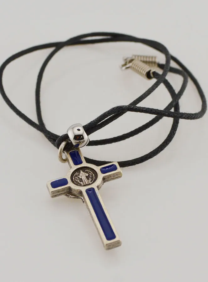 Religiöse Halskette Kreuz des Heiligen Benedikt - Blau (pic 4)