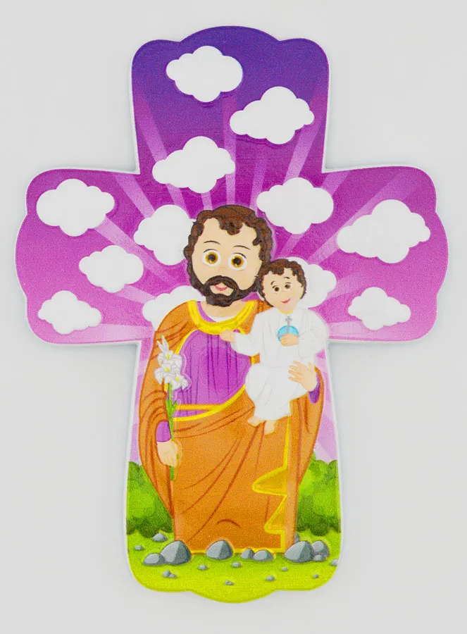 Kinderkreuz zum Aufhängen – Heiliger Josef mit Lilie (pic 1)