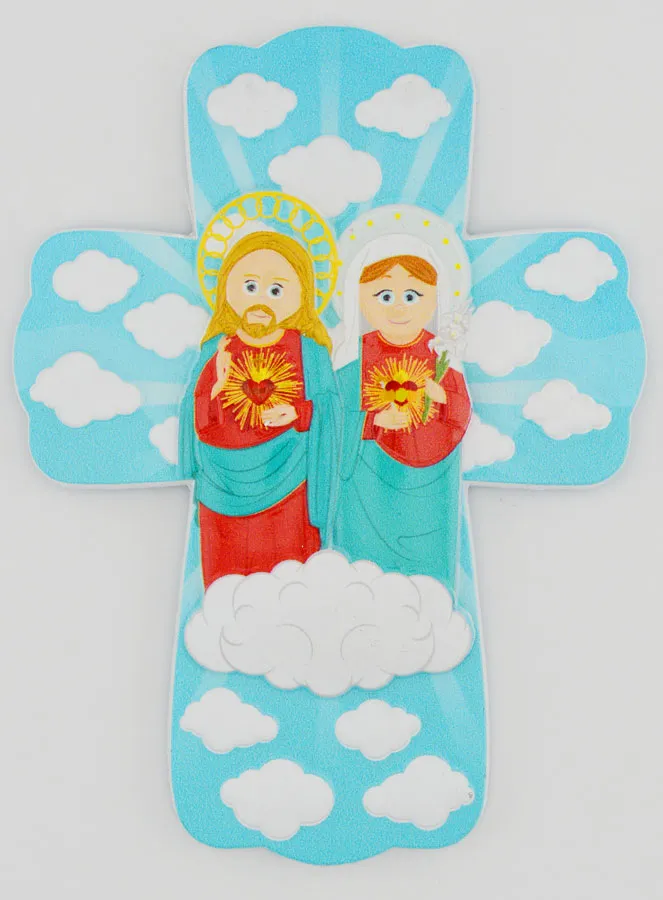 Kinder-Kreuz zum Aufhängen – Heilige Herzen Jesu und Mariens (pic 1)