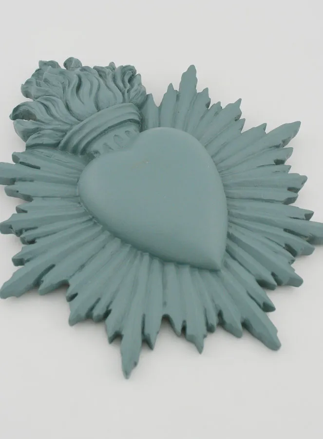 Ex Voto Wanddekoration Strahlendes Herz 17 cm – Graugrün (pic 3)