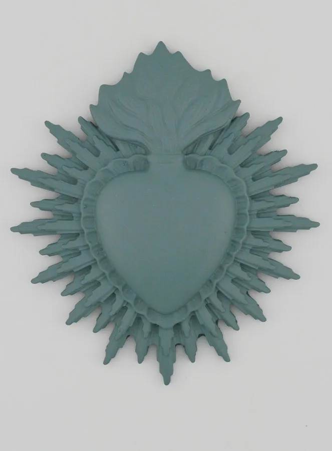 Ex-Voto Wanddekoration Strahlendes Herz 11 cm – Grau Grün (pic 1)