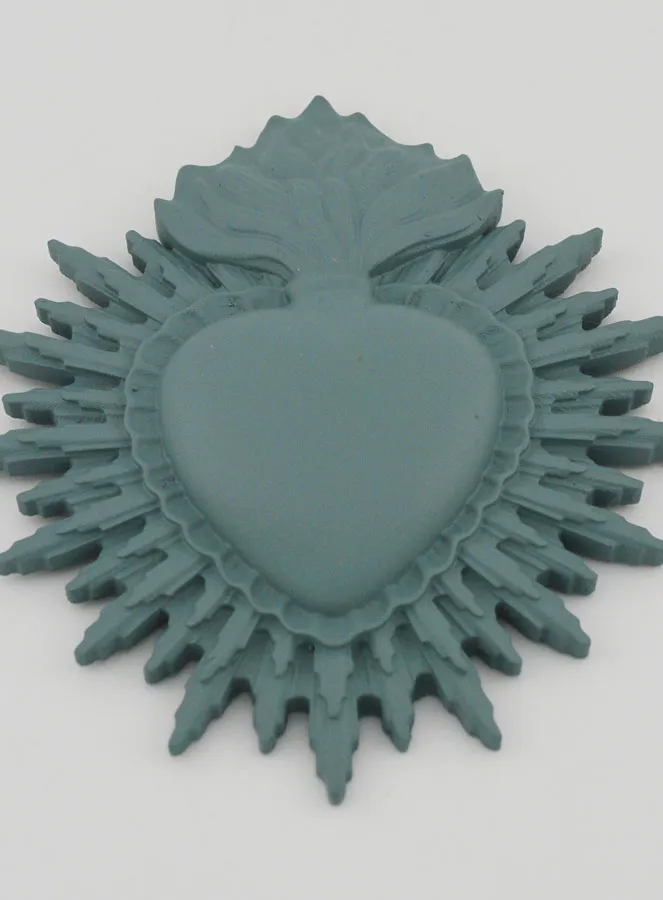 Ex-Voto Wanddekoration Strahlendes Herz 11 cm – Grau Grün (pic 2)