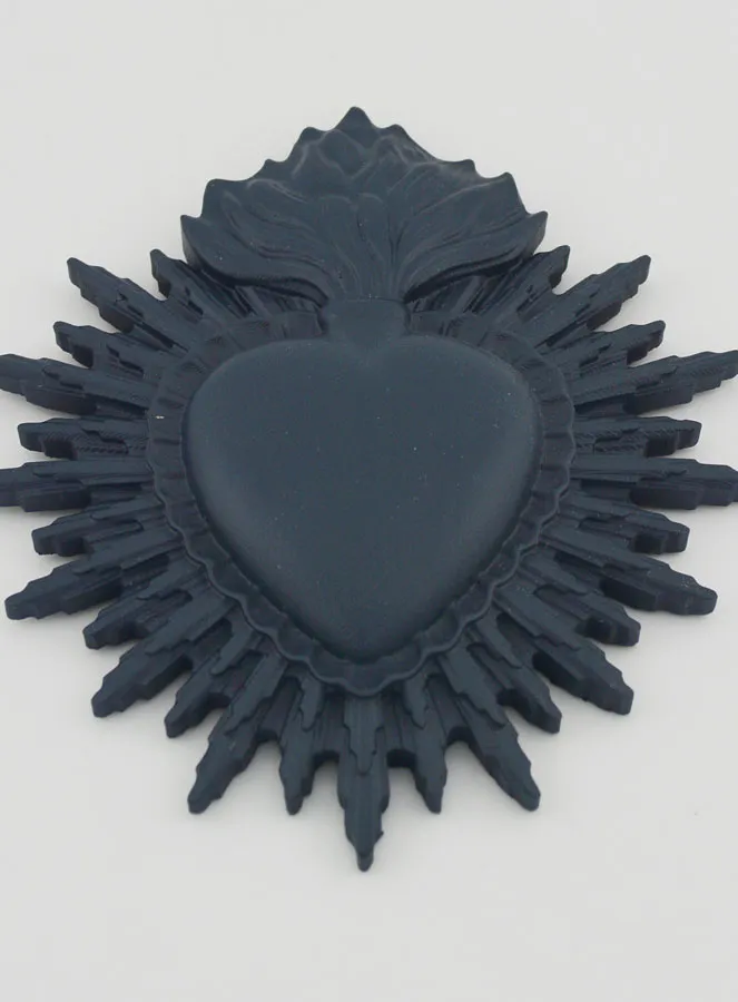 Ex Voto Wanddekoration Strahlendes Herz 11 cm – Blau Grau (pic 2)