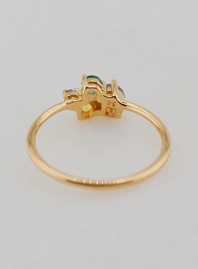 Vergoldeter Ring mit Labradorit und Zirkonia – Größe 54 (pic 4)