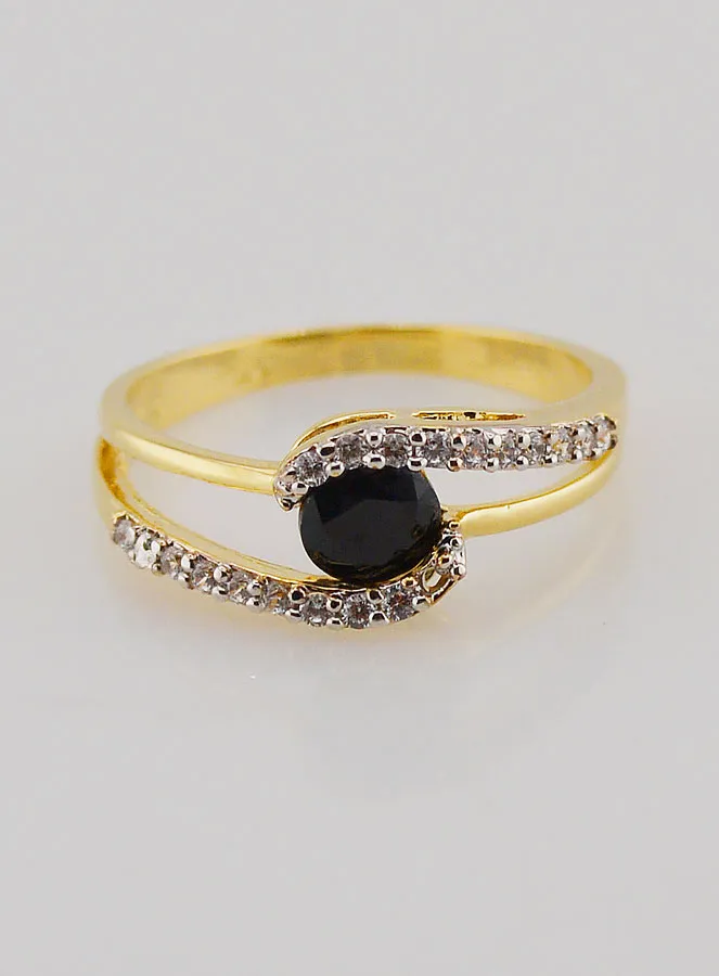 Vergoldeter Ring Saphir und Zirkonia – Größe 54 (pic 1)