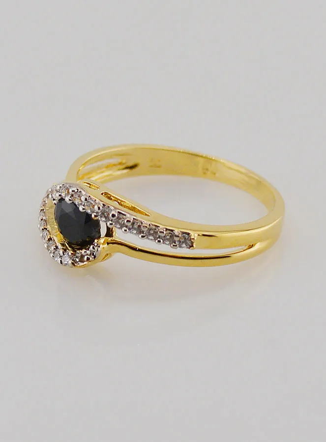 Vergoldeter Ring Saphir und Zirkonia – Größe 54 (pic 2)