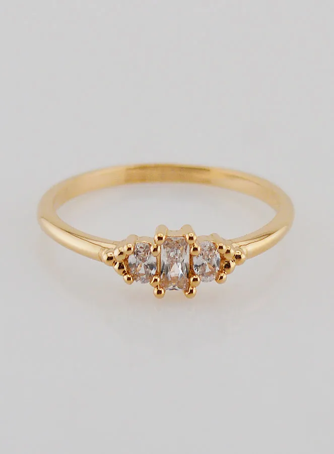 Vergoldeter Ring Dreifaltigkeit mit Zirkonia – Größe 54 (pic 1)