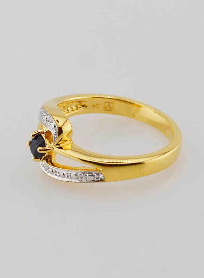 Vergoldeter Ring mit Saphir und Zirkonia – Größe 54 (pic 2)