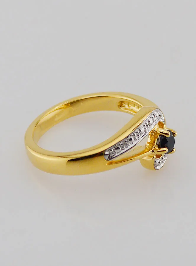 Vergoldeter Ring mit Saphir und Zirkonia – Größe 54 (pic 3)